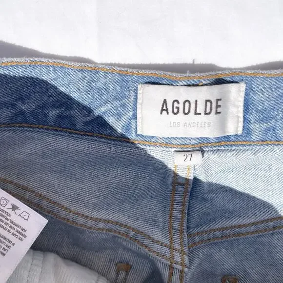 Agolde Riley Straight Leg Button Fly Jeans Womens 27 Blue Light Wash Organic - Picture 6 of 8